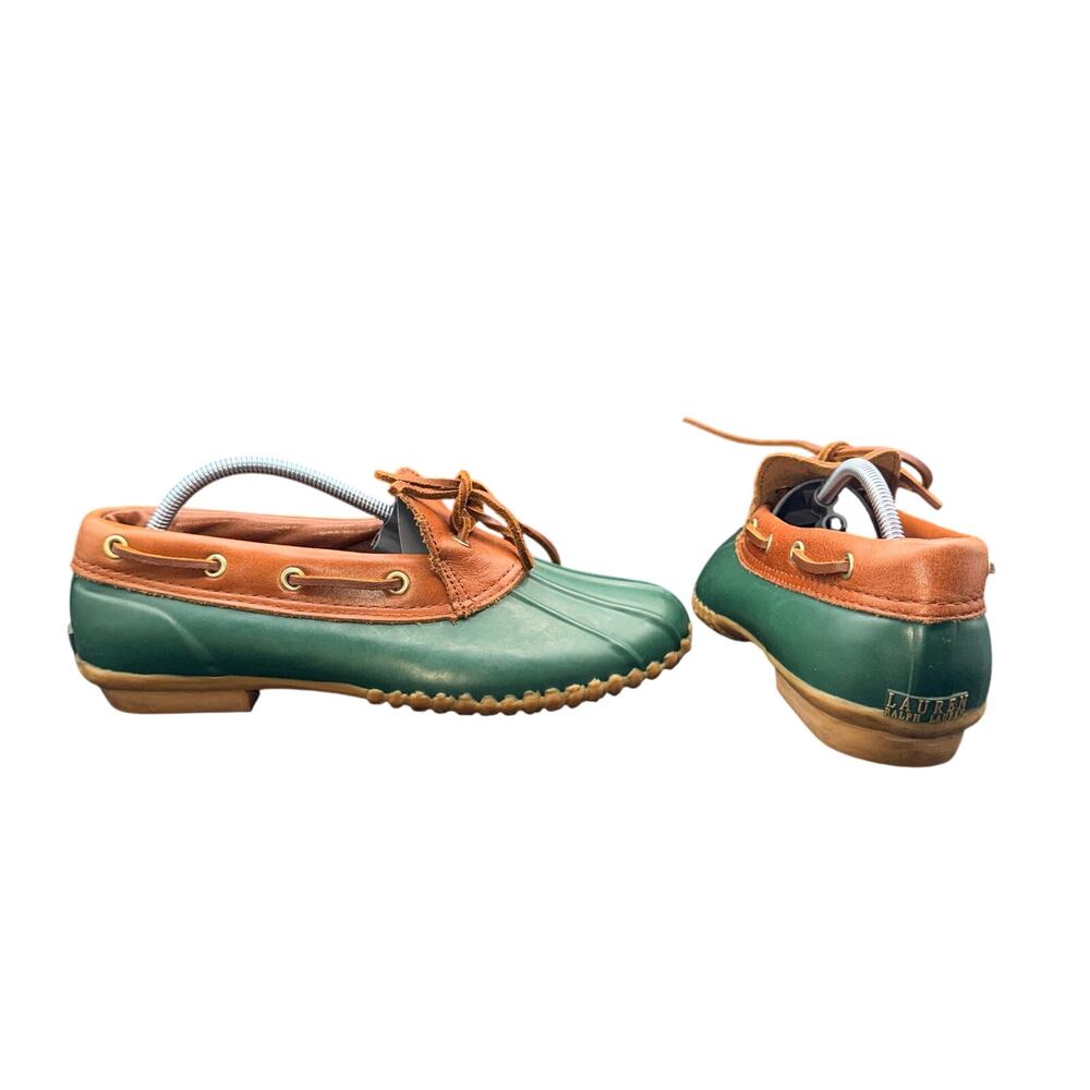 Lauren Ralph Lauren Tally Duck Boots Women’s 9 Green Brown Leather Rain Shoes